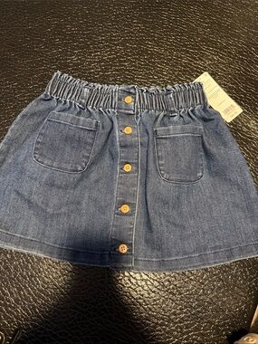 Girls Denim Button-Front Skirt - Blue